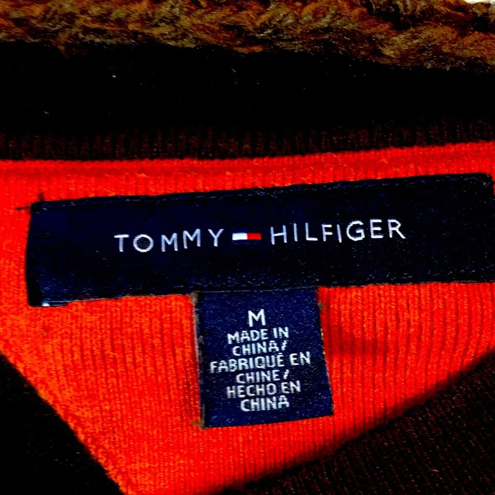 Tommy Hilfiger Brown V-neck Cotton Sweater Size Medium